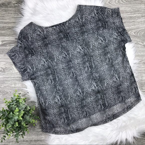 Hale Bob Short Sleeve Semi Sheer Animal Print Top - Picture 3 of 6